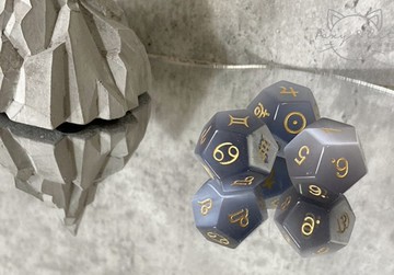 【灰貓眼石。占星骰子】 含:消磁石、收納袋、自學電子檔、收納盒