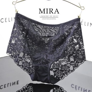 中高腰內褲女蕾絲 性感網紗薄款包臀中腰無痕女式三角褲大碼胖mm
