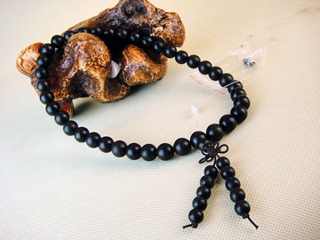 木檀世家烏木碳化木念珠37粒 陰沉木持珠項鏈1.2cm長穗車掛