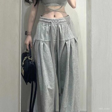 P3-【限時特賣】長褲女 運動長褲 女長褲 秋天長褲 美式hiphop高街闊腿褲子女夏季運動褲寬鬆高腰顯瘦拖地運動長褲潮