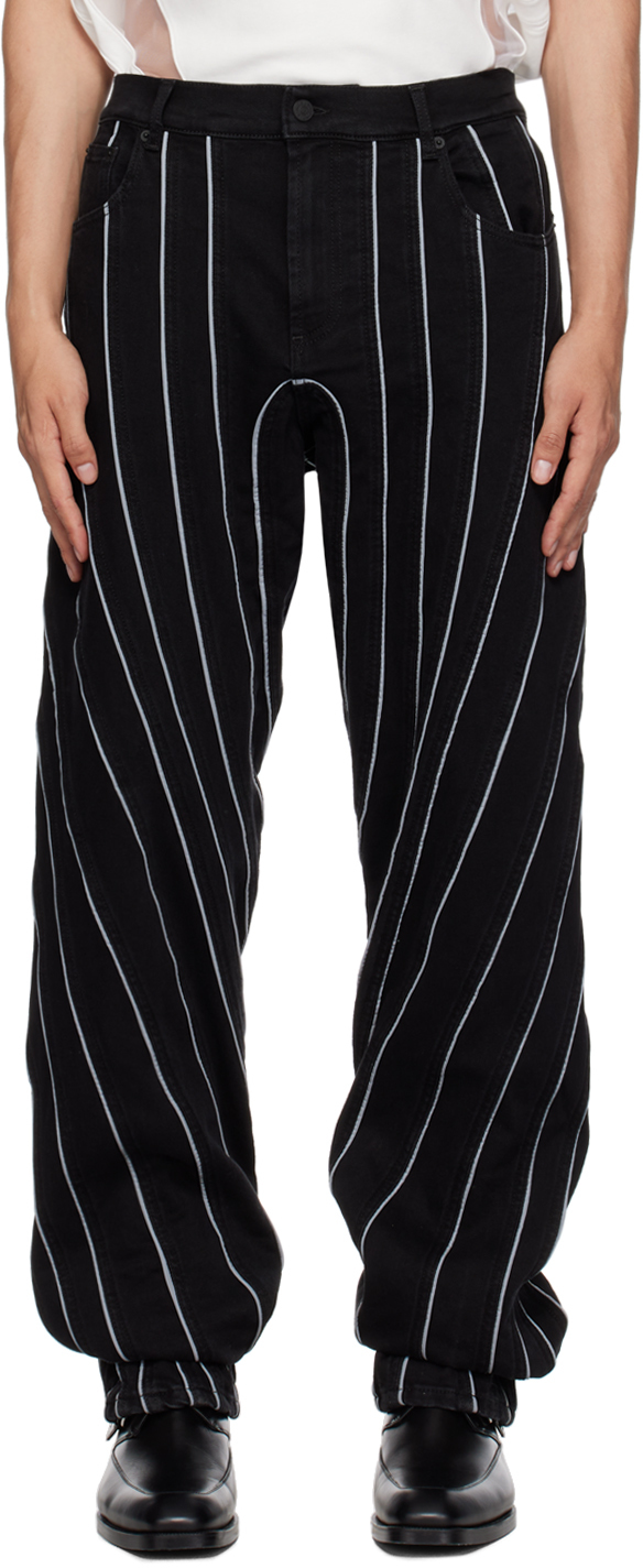 Mugler 黑色 Spiral 牛仔裤