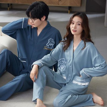 情侶睡衣春秋季純棉開衫和服長袖女款男士套裝學生韓版夏冬家居服