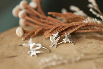 le papillon 純銀蝴蝶耳環-一對/可改夾