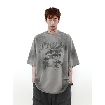 MRNEARLY 美式復古臟臟重磅純棉情侶裝短袖t恤男夏季潮牌新款上衣