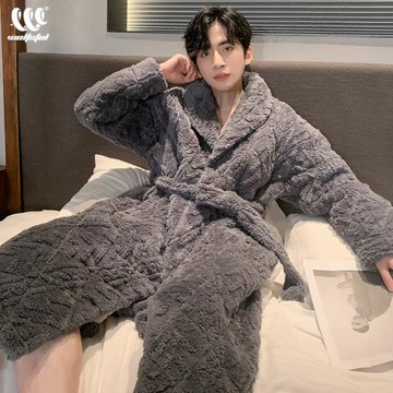 男士加長三層夾棉冬季新款睡衣