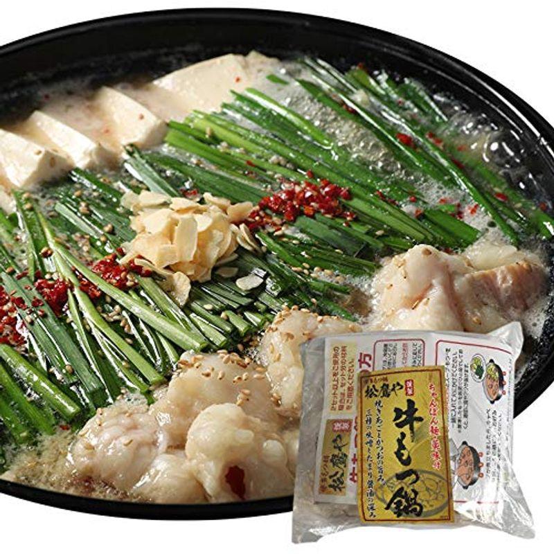 松屋 もつ鍋 牛もつ 《松鷹や》博多もつ鍋セット1袋（2人前）ちゃんぽん麺付き 牛もつ スープ ちゃんぽん麺 鷹の爪 ガーリックフレーク い