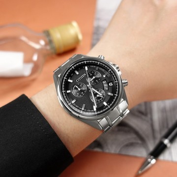 CITIZEN /光動能 電波錶 萬年曆 藍寶石水晶玻璃 防水100米 鈦金屬手錶-黑色/42mm