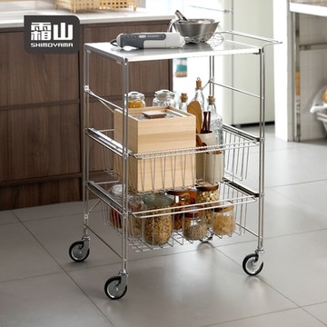 日本霜山 多功能不鏽鋼三層置物推車-DIY-多款可選