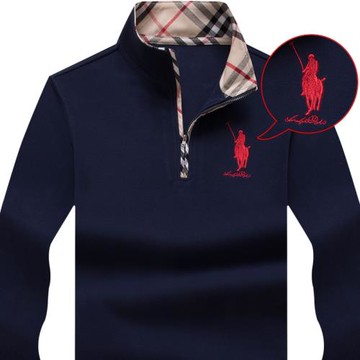 正品保羅Polo衫男士長袖T恤純棉立領黑色打底秋衣 寬松大碼男體恤