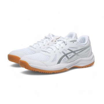 ASICS 排球鞋 UPCOURT 6 白銀 膠底 室內 羽排鞋 女 1072A107100