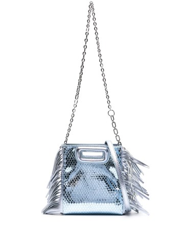 Maje - snakeskin-effect leather shoulder bag - women - Polyester/Sheepskin/Calf Leather/Brass - One Size - Blue