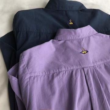 商城熱賣⭐春秋 寬鬆 氣質 設計感  OL  百搭 襯衫快樂星球復古小刺繡秋季純棉襯衫女polo百搭通勤韓版長袖開衫襯衣