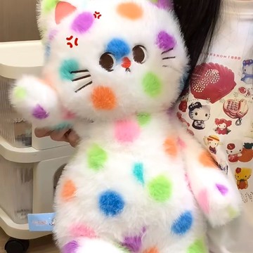 抱枕 靠枕🎀 波點公仔甜心貓咪玩偶毛絨玩具靠墊可愛睡覺禮物娃娃女孩生日禮物