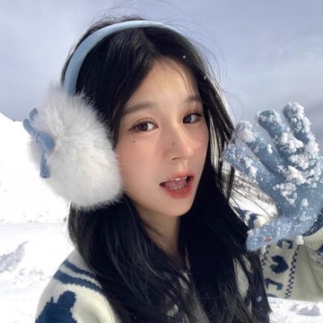 免運🔥白色毛絨耳罩女冬季可愛藍色蝴蝶結耳包女加厚防凍耳暖保暖耳捂子毛耳罩 毛絨耳套 防風耳罩 冬天耳套 耳罩 耳朵套耳