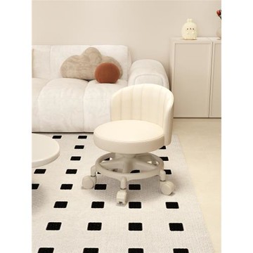 萬向輪小凳子家用滑輪矮凳帶娃神器兒童靠背椅子客廳圓凳軟包板凳