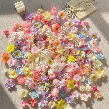 懶貓DIY💖 混色小花絹花頭混搭diy古風手作藝簪花頭飾花環手作材料裝飾品 仿真花 手作材料 DIY材料