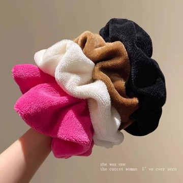 超大毛巾發圈干發大腸發圈女氣質簡約秋冬丸子頭發帶毛絨洗臉頭飾