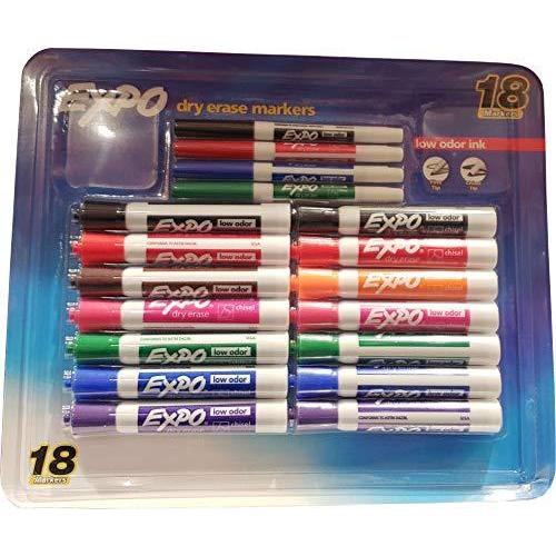 Expo Chisel  Fine Tip Low Odour Dry Erase Markers 18 Pack