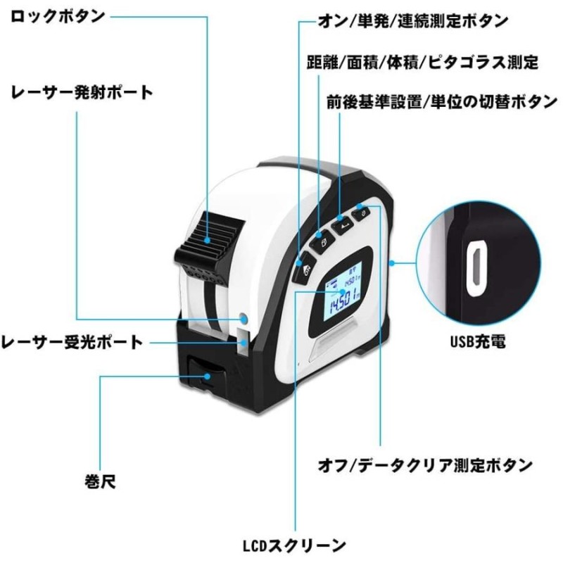 ❤巻き尺と距離計の2in1仕様❣距離計精度が精密で精確♪❤距離計 - 工具