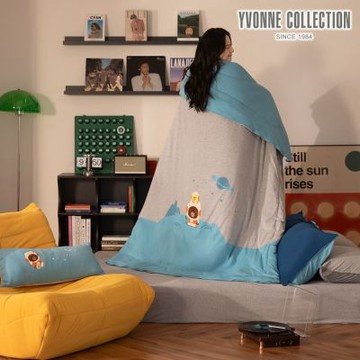 YVONNE 以旺傢飾 LINE FRIENDS｜好友星球 四季被-寧靜灰