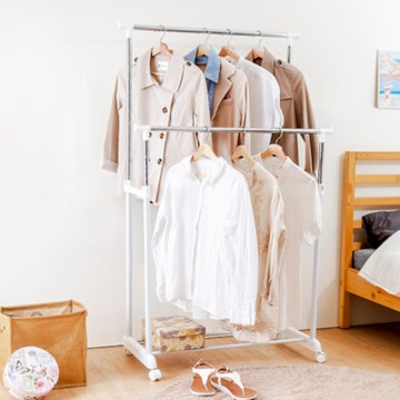 天空樹生活館 簡約質感吊衣架(雙桿) 衣帽架 玄關收納架 掛衣架