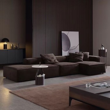 免運 意式極簡豆腐塊沙發現代咖色摩爾人科技布L型布藝沙發ins家具