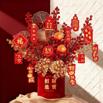 甄選好物🌈【成品裁好發貨】喬遷新年福桶發財果裝飾新房客廳搬家擺件