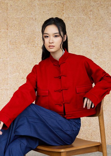 中式唐裝飛行外套(紅色) |香港設計|休閑