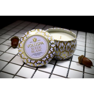 Voluspa 美國 香氛精油蠟燭 白麂皮 Suede Blanc 4oz 迷你鐵罐 全新