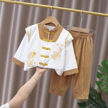 男童漢服秋裝2025新款寶寶周歲衣服男孩唐裝兒童中秋節表演服套裝