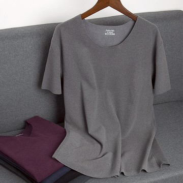 樂天優選~無痕加絨短袖t恤男加厚圓領修身大碼磨毛發熱保暖上衣打底衫秋冬- 雙11全館免運