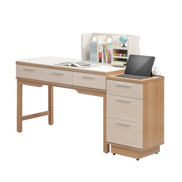 【唯熙傢俱】喬莉原木雙色5.3尺石面書桌組