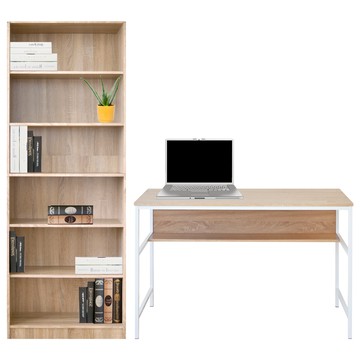 《HOPMA》英式工業風書桌書櫃組 台灣製造 工作桌-淺橡(漂流)木