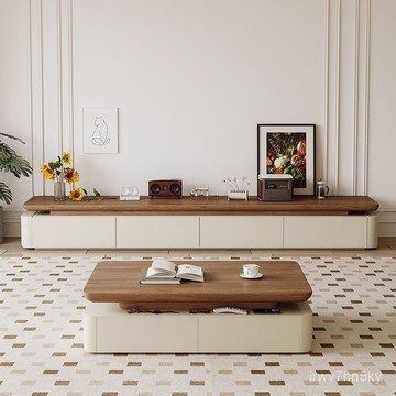 🎈全臺可上門安裝 開立發票 中古電視櫃茶幾組閤輕奢現代簡約客廳家用小戶型奶油風落地電視櫃