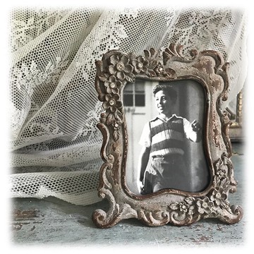 法式鐵質鑲鉆復古做舊小相框 擺件 拍攝道具1入