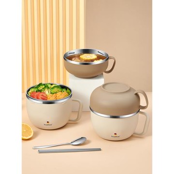 304不銹鋼飯盒快餐杯泡面碗學生飯盒食堂大容量打飯快餐杯泡面碗