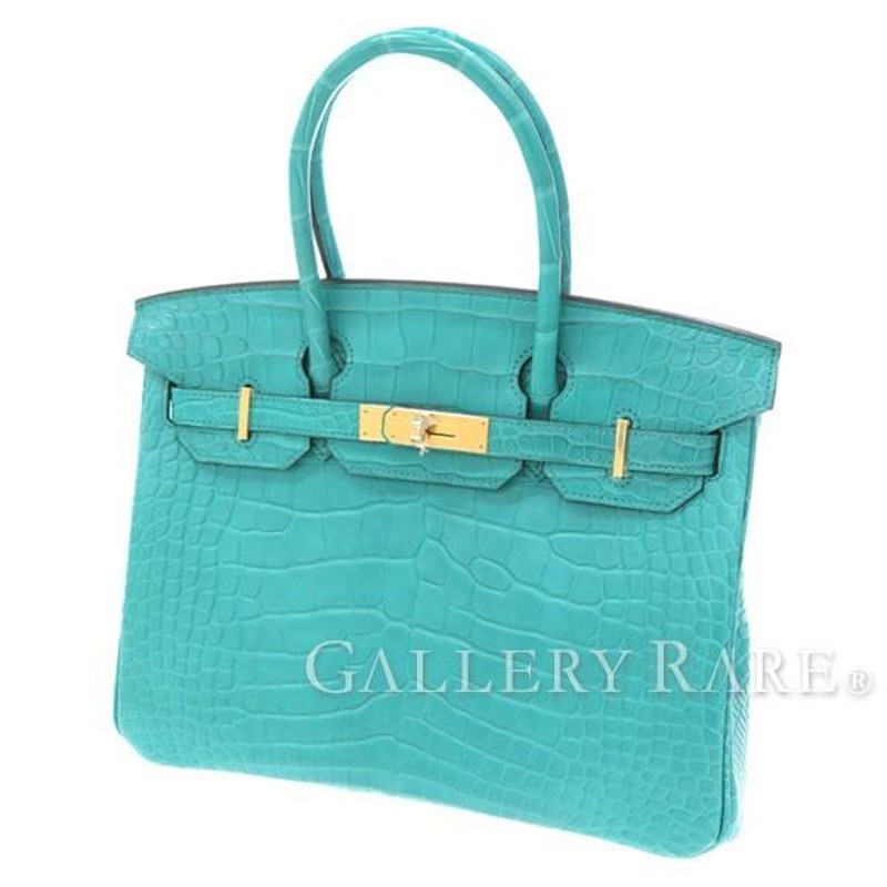 エルメス バーキン30 cm ハンドバッグ ブルーパオン×ゴールド金具  