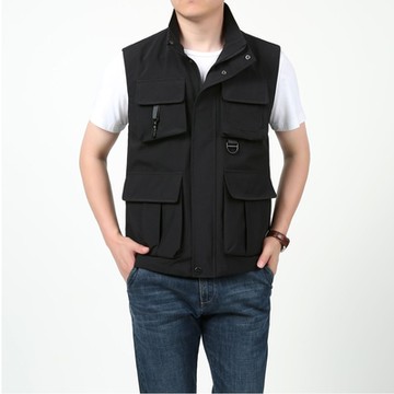PUSH!戶外休閒用品男士多口袋寬鬆大碼戶外背心馬夾男外套釣魚馬甲背心F27
