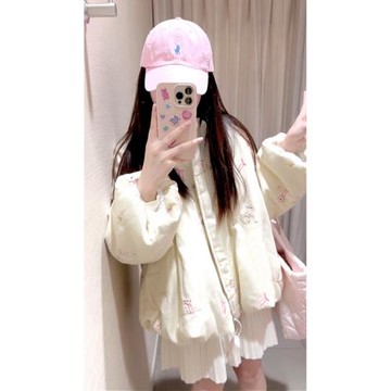 可愛刺繡小羊立領棉服女冬季寬松設計感小眾甜美軟妹棉衣小棉襖