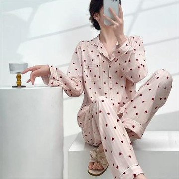 [韓國K.W.]韓國專櫃歡樂派對長袖長褲純棉套裝(褲裝/居家服/睡衣套裝)