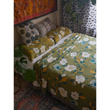 復古大花A類輕奢紗布蓋毯三件套田園風床單單件不皺臥室空調毯子