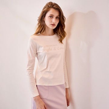 燙鑽文字長袖上衣