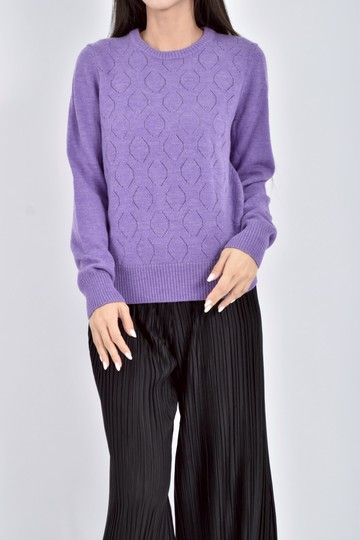 (M) joseph tina羊毛花紋針織紫色長袖上衣