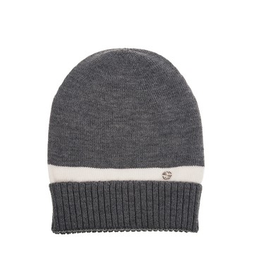 GUCCI 經典銀色雙G 金屬標誌雙色羊毛毛帽 (灰色)