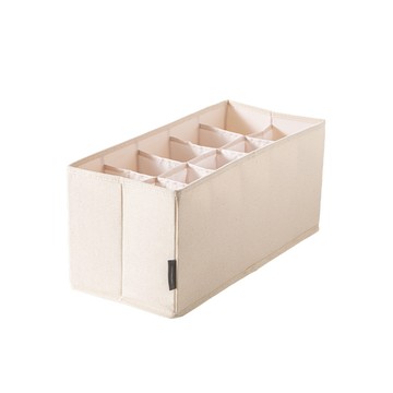 【日本霜山】簡約棉麻風衣物分格收納盒(10格)-3入