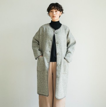 義大利製面料 每日都想穿著的 無領大衣 斜紋編織面料 201210-9