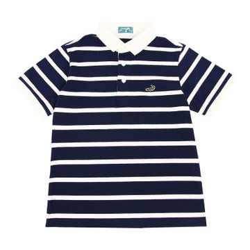 Crocodile Junior 小鱷魚童裝-鱷魚條紋POLO衫-藍色 ( 101101-05 大碼款)