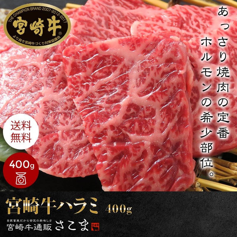 ギフト　贈答　プレゼント　LINEショッピング　ハラミ　肉　「宮崎牛　和牛　牛肉　400g」焼肉