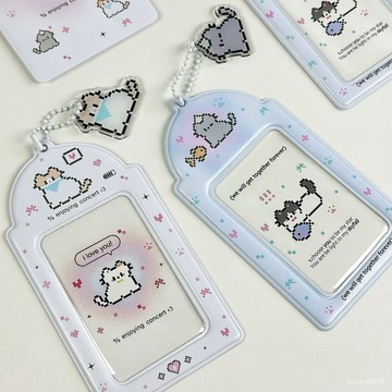 台灣出貨 原创ins风像素风小猫三寸卡套小卡展示饭卡收纳可爱猫咪证件套