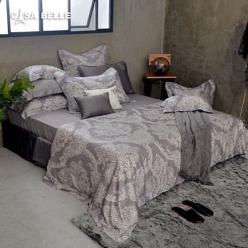 【Great Living格蕾寢飾】法國CASA BELLE 梵帝亞 加大天絲刺繡防蹣抗菌吸濕排汗兩用被床包組